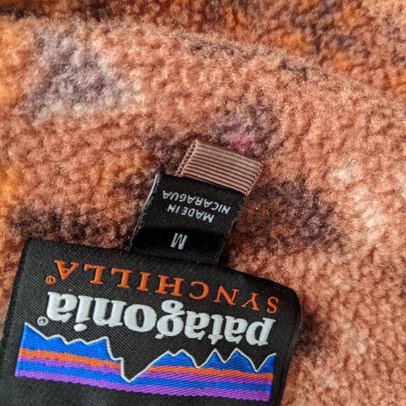 Patagonia Wandering Woods Synchilla Fleece Sisu Brown Rust Orange Womens Medium - Picture 3 of 4